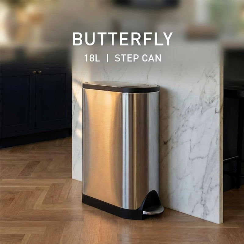 30L Slim Butterfly Kitchen Pedal Bin