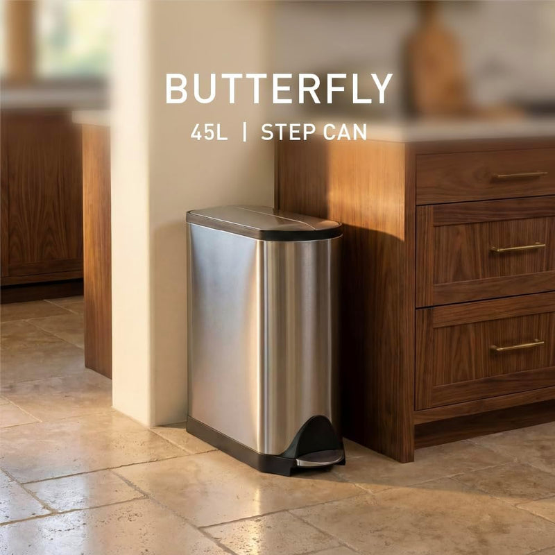 30L Slim Butterfly Kitchen Pedal Bin