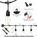 30m Festoon Lights Outdoor with Dimmerremote 32 LED