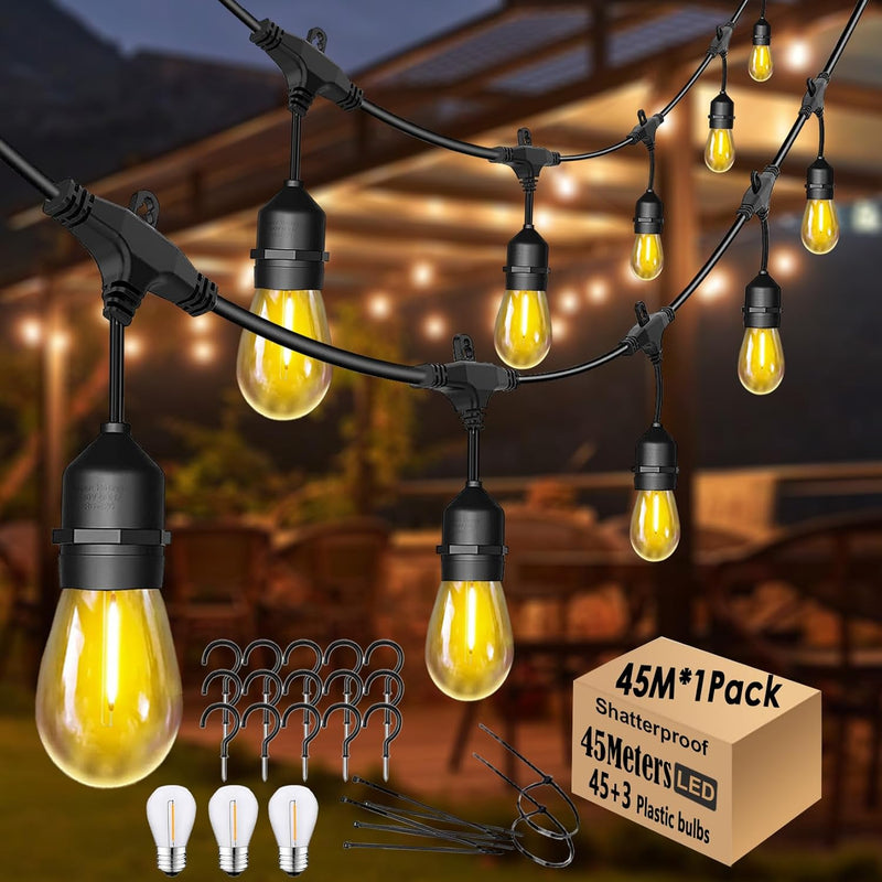 30m Festoon Lights Outdoor with Dimmerremote 32 LED