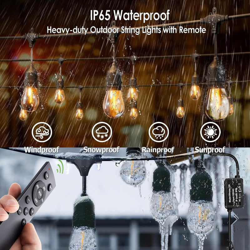 30m Festoon Lights Outdoor with Dimmerremote 32 LED