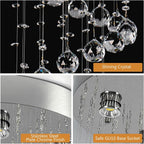31" Spiral Crystal Chandelier Ceiling Light Raindrop Pendant