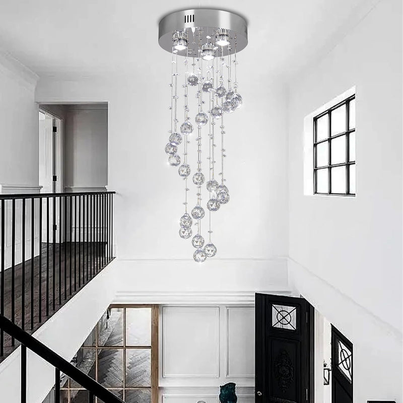 31" Spiral Crystal Chandelier Ceiling Light Raindrop Pendant