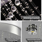 31" Spiral Crystal Chandelier Ceiling Light Raindrop Pendant