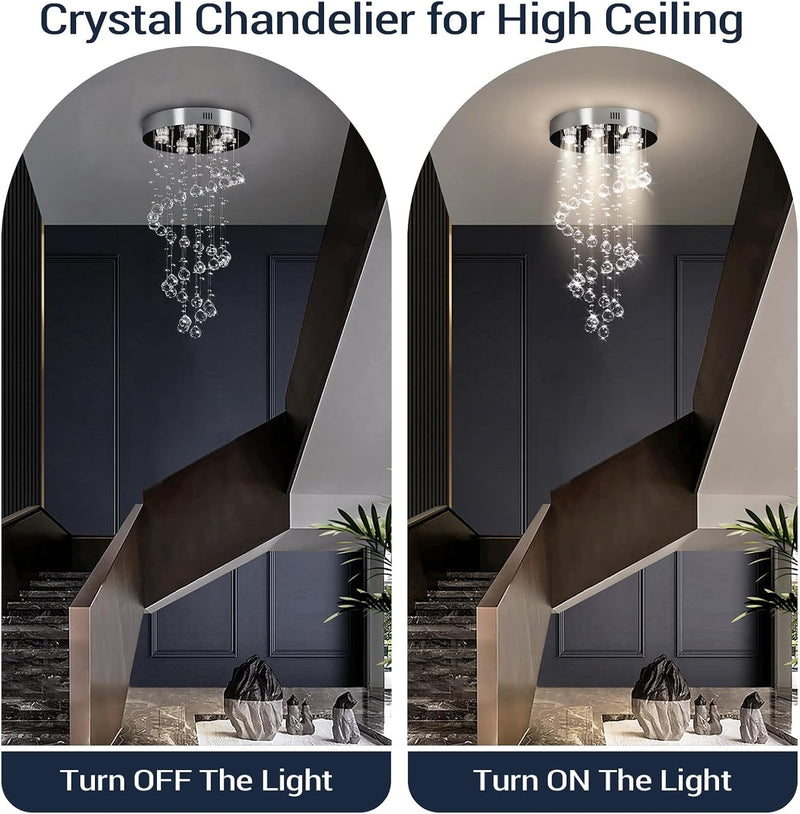 31" Spiral Crystal Chandelier Ceiling Light Raindrop Pendant