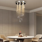 31" Spiral Crystal Chandelier Ceiling Light Raindrop Pendant