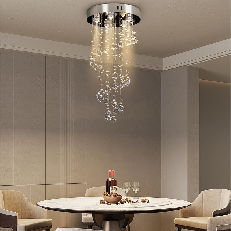 31" Spiral Crystal Chandelier Ceiling Light Raindrop Pendant