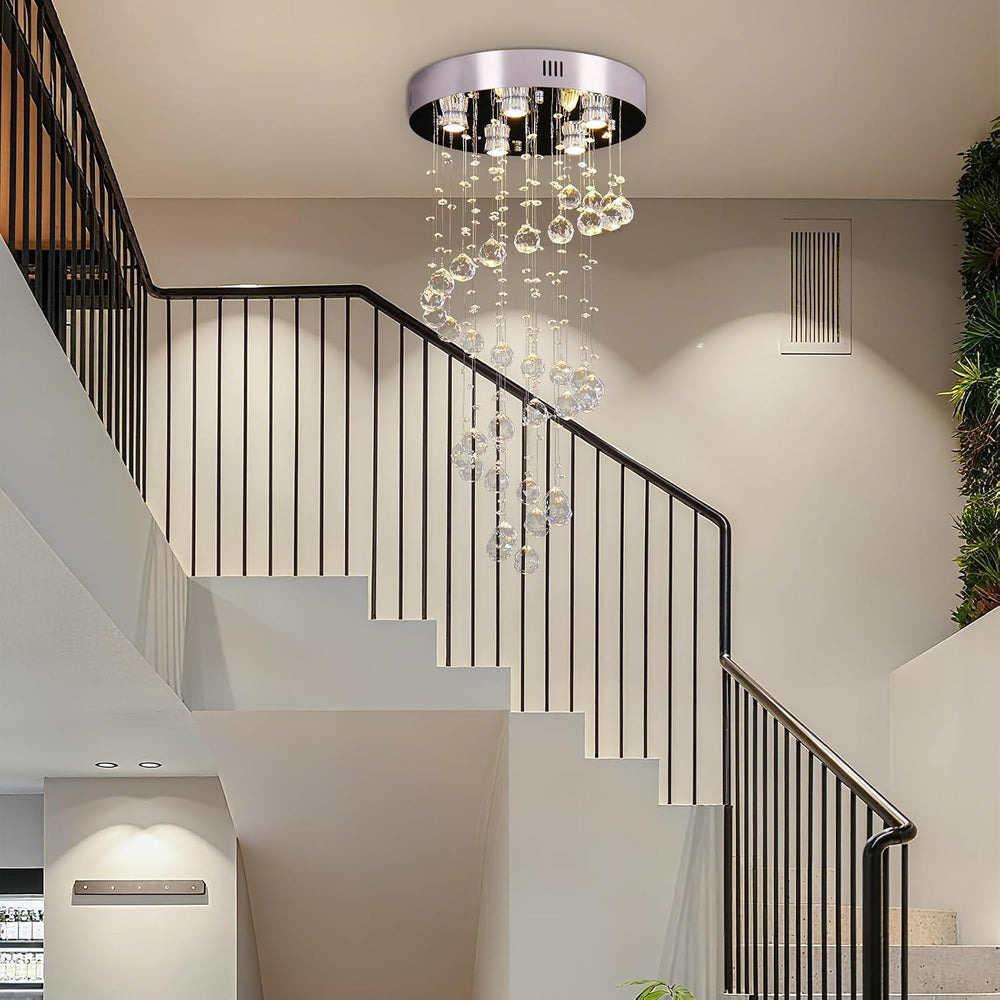 31" Spiral Crystal Chandelier Ceiling Light Raindrop Pendant