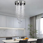31" Spiral Crystal Chandelier Ceiling Light Raindrop Pendant