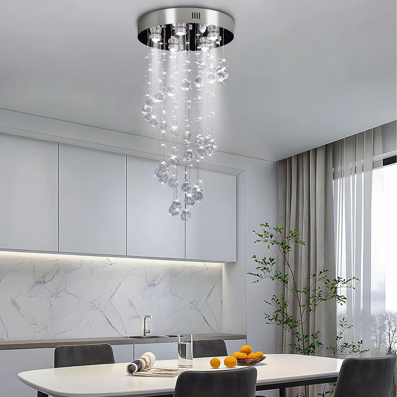 31" Spiral Crystal Chandelier Ceiling Light Raindrop Pendant
