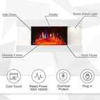 32" 82CM Wall Mounted Fireplace All-In-One with Downlights