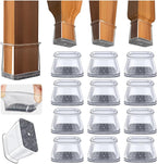32pcs Chair Leg Floor Protectors Transparent Silicone Caps