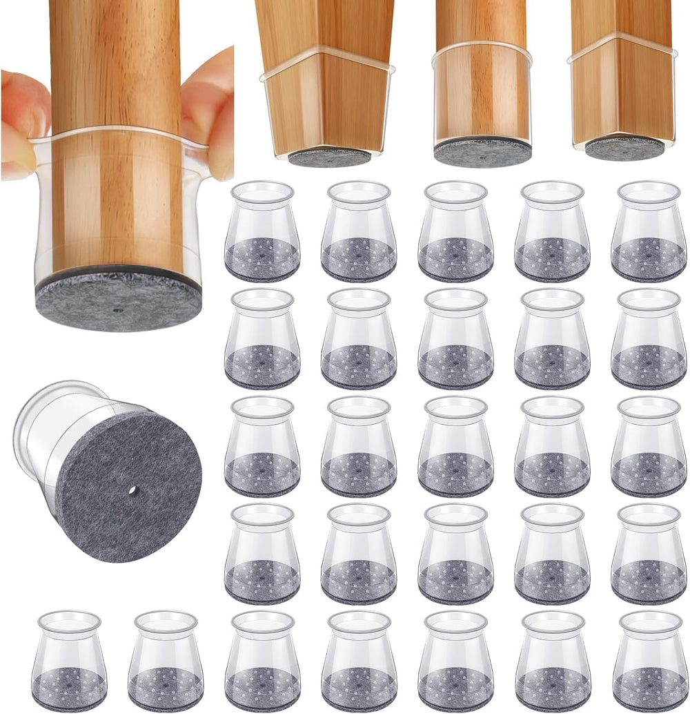 32pcs Chair Leg Floor Protectors Transparent Silicone Caps