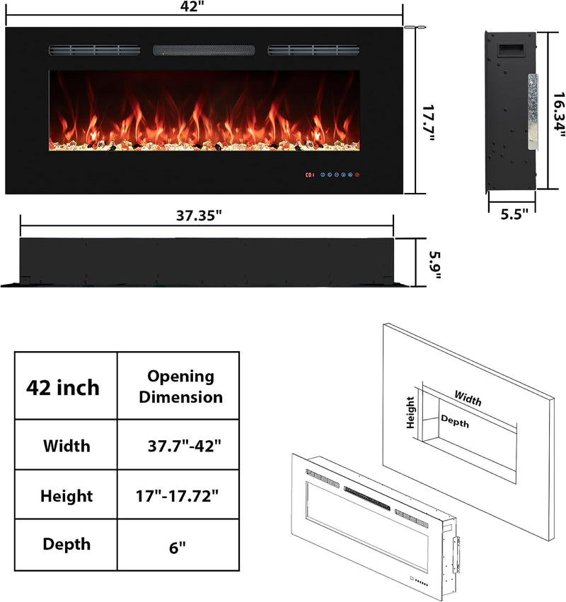 33 in Electric Fireplace Inserts Recessed