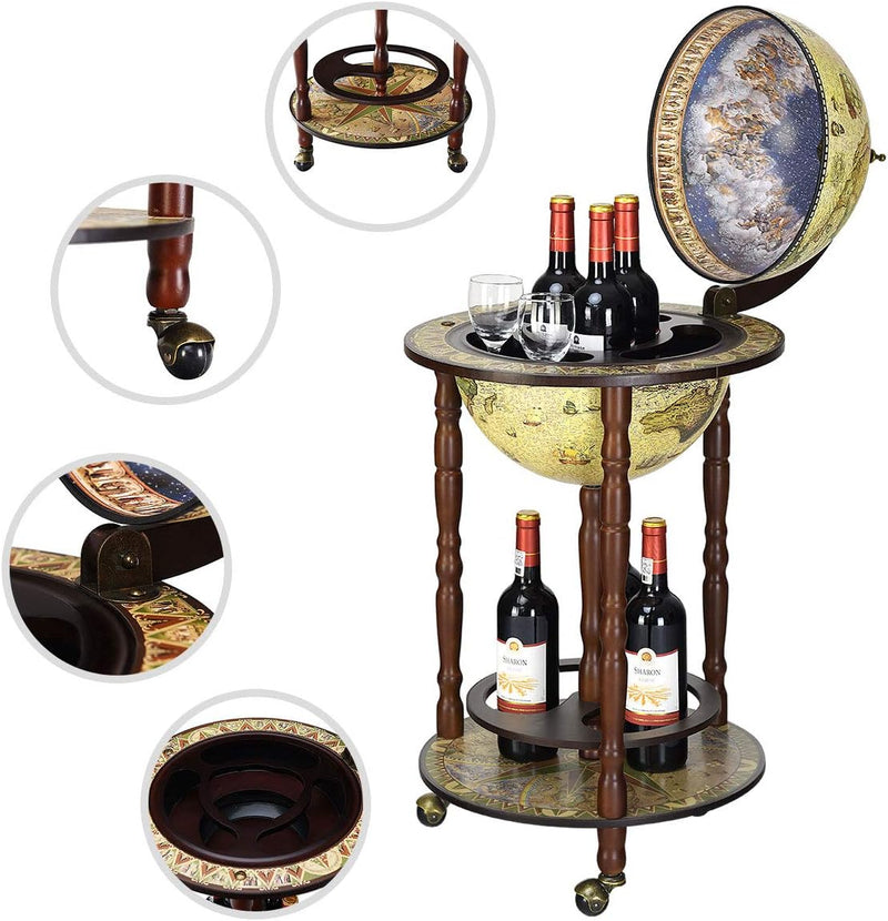 330MM 360MM Globe Drinks Cabinet Unique Eucalyptus Wooden