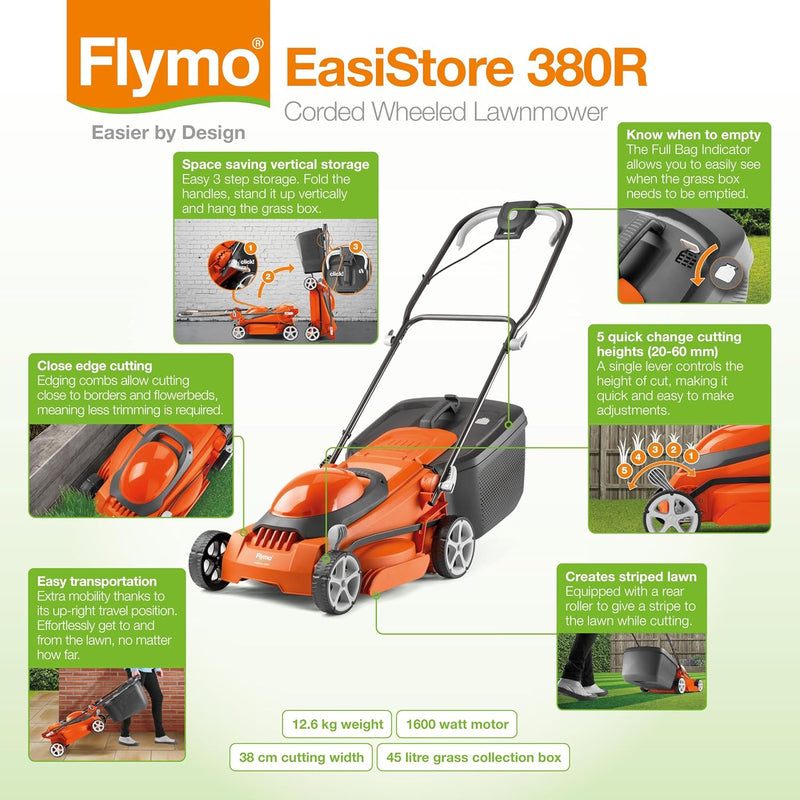 340r Corded Electric Wheeled Lawnmower 1400W Gives