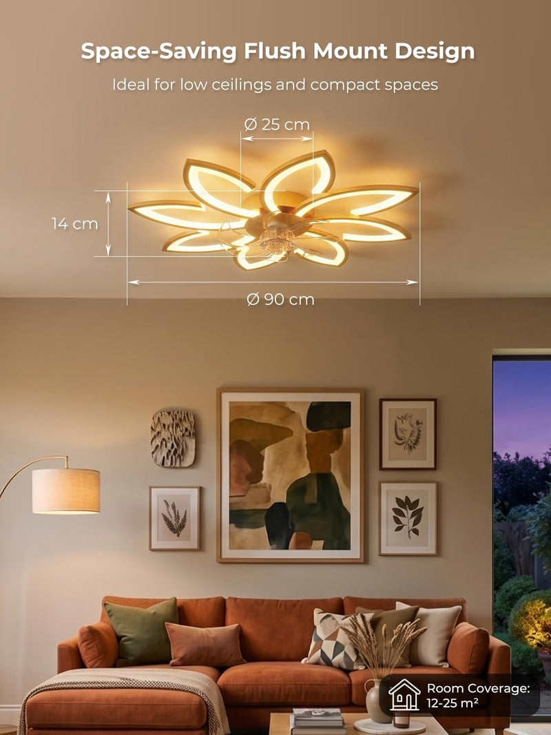 35.4" Ceiling Fans with Lights and Remote LED