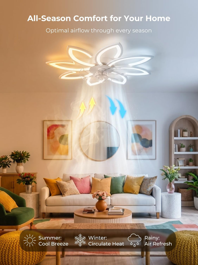 35.4" Ceiling Fans with Lights and Remote LED