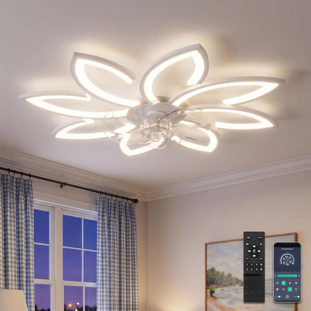 35.4" Ceiling Fans with Lights and Remote LED