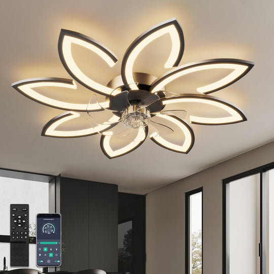 35.4" Ceiling Fans with Lights and Remote LED