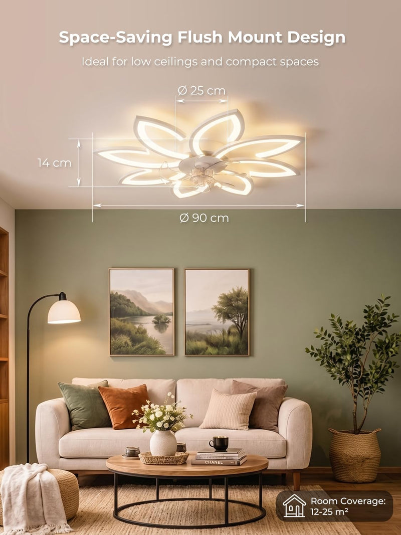 35.4" Ceiling Fans with Lights and Remote LED