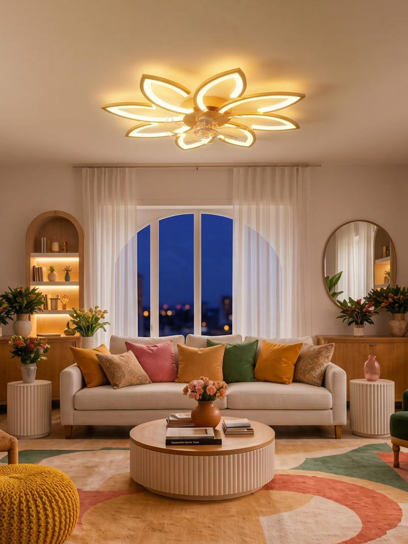 35.4" Ceiling Fans with Lights and Remote LED