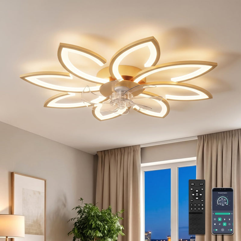 35.4" Ceiling Fans with Lights and Remote LED