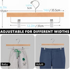 35.5CM Natural Wooden Trousers Hangers 20pcs Smooth Wood