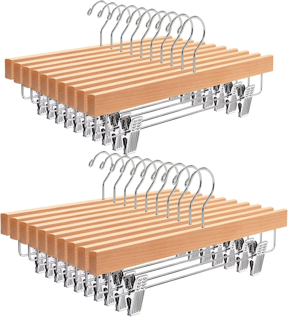 35.5CM Natural Wooden Trousers Hangers 20pcs Smooth Wood