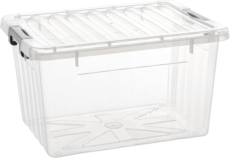 35L Plastic Storage Boxes with Wheels Lidded Box (4 Pack)