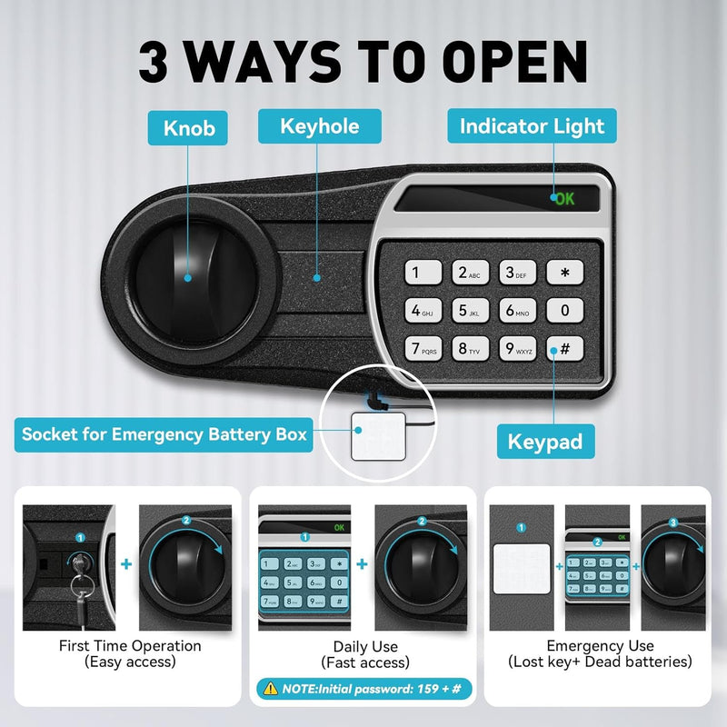 35L Fireproof Waterproof Safe Digital Keypad LED Alert
