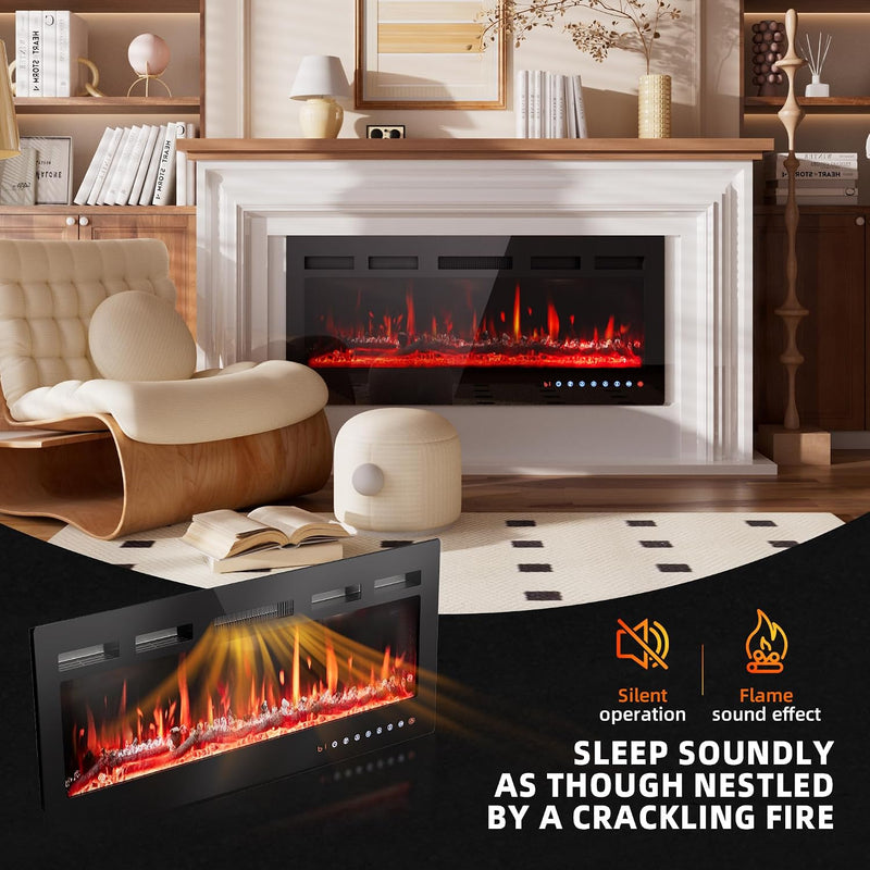 36" 92CM Electric Fireplace Adjustable 12 Colour Flame