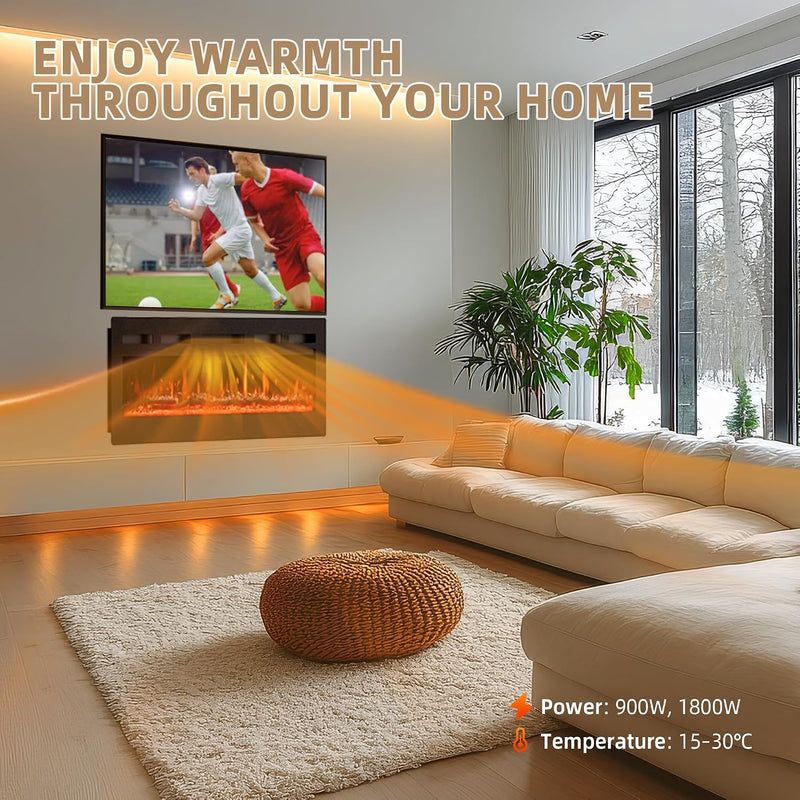36" 92CM Electric Fireplace Adjustable 12 Colour Flame
