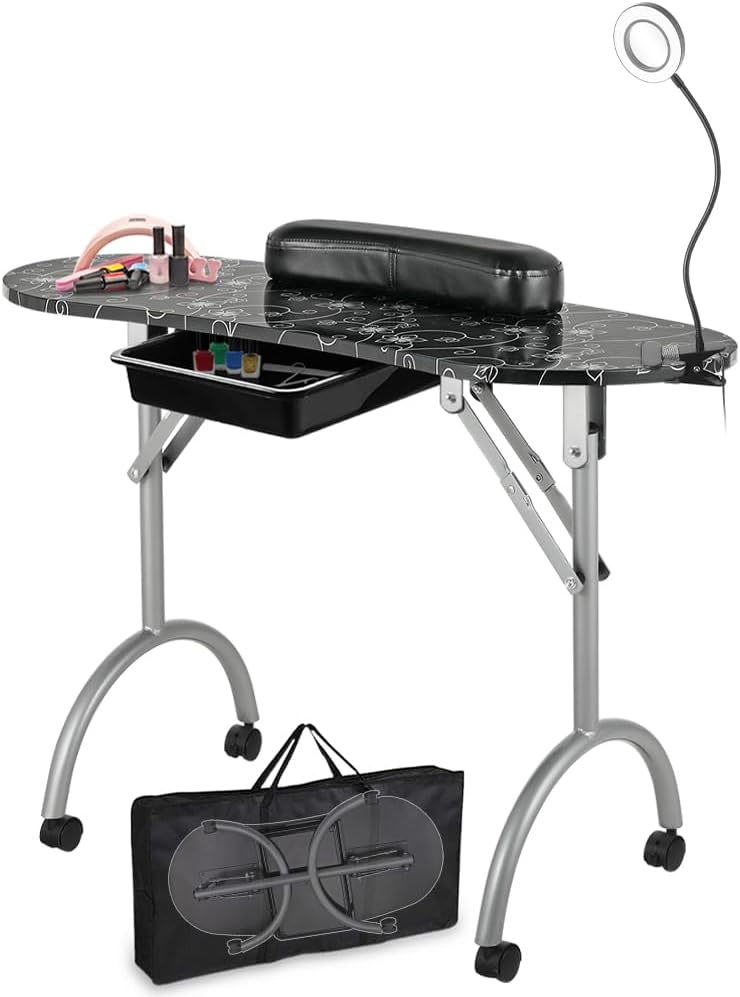 36''l Portable Foldable Manicure Table Nail Technician Desk