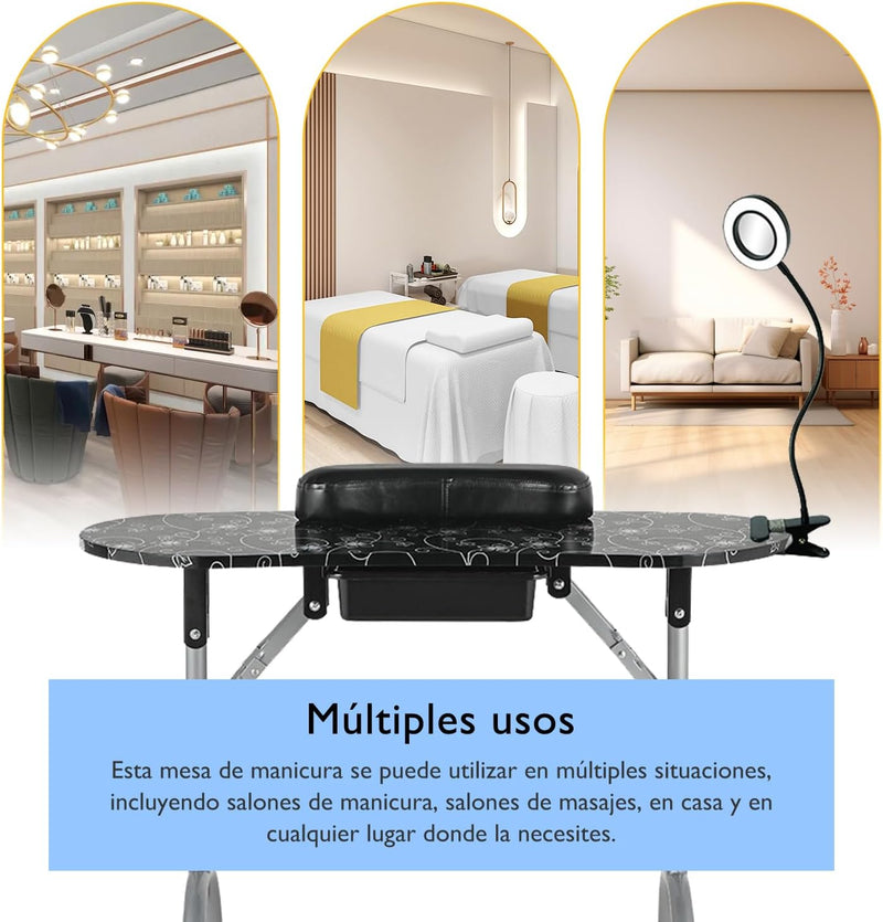 36''l Portable Foldable Manicure Table Nail Technician Desk