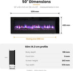 36" Media Wall Electric Fire Mounted Fireplace Wilton