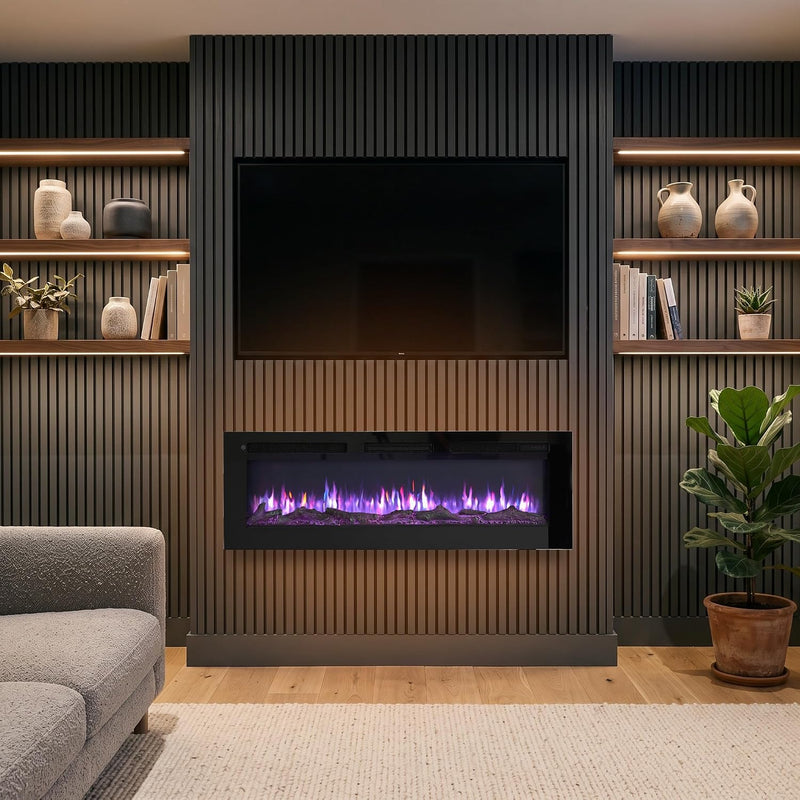 36" Media Wall Electric Fire Mounted Fireplace Wilton