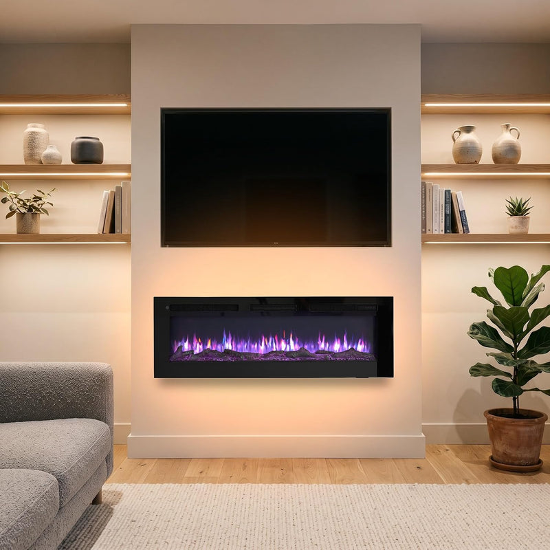 36" Media Wall Electric Fire Mounted Fireplace Wilton