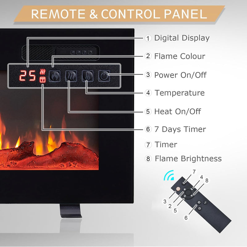 36" Wall Mounted Electric Fireplace Wilton with 2