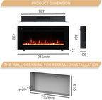 36" Wall Mounted Electric Fireplace Winslow with 1KW-2KW
