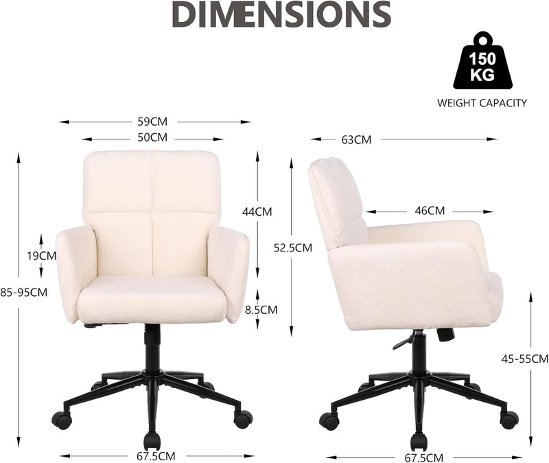 360° Swivel Office Chair with Armrests Height Adjustable