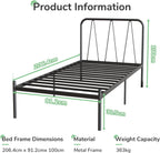 36CM Metal Bed Frame Platform with Headboard Steel