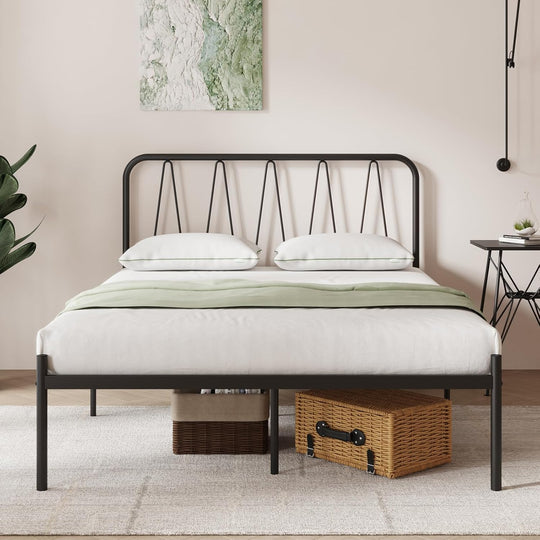 Metal Bed Frame Platform with Headboard Steel