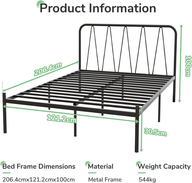 36CM Metal Bed Frame Platform with Headboard Steel