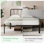 36CM Metal Bed Frame Platform with Headboard Steel