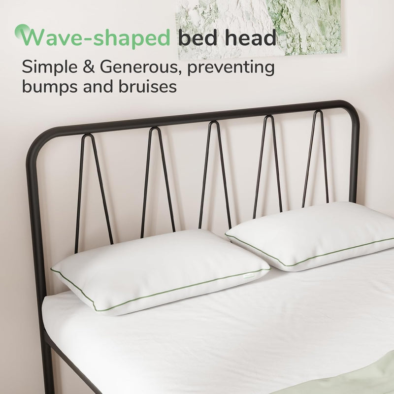 36CM Metal Bed Frame Platform with Headboard Steel