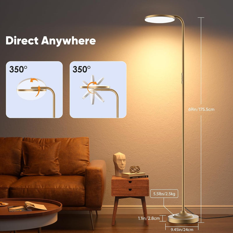 36W LED Floor Lamp Super Bright Standing Modern