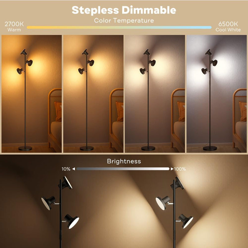 36W LED Tree Floor Lamp Modern Dimmable Standing