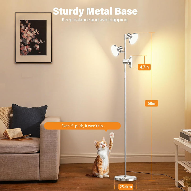 36W LED Tree Floor Lamp Modern Dimmable Standing