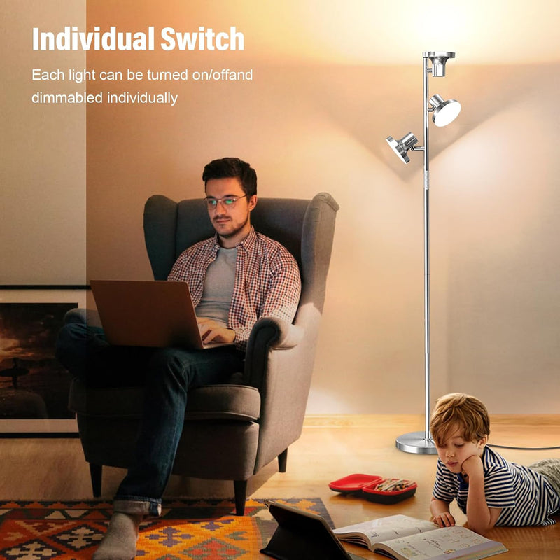 36W LED Tree Floor Lamp Modern Dimmable Standing